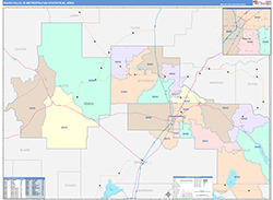 Idaho Falls Metro Area Wall Map Color Cast Style 2026